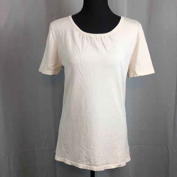 Pendleton Women's Soft Cream Short Sleeve Top, Silk - Picture 1 of 5